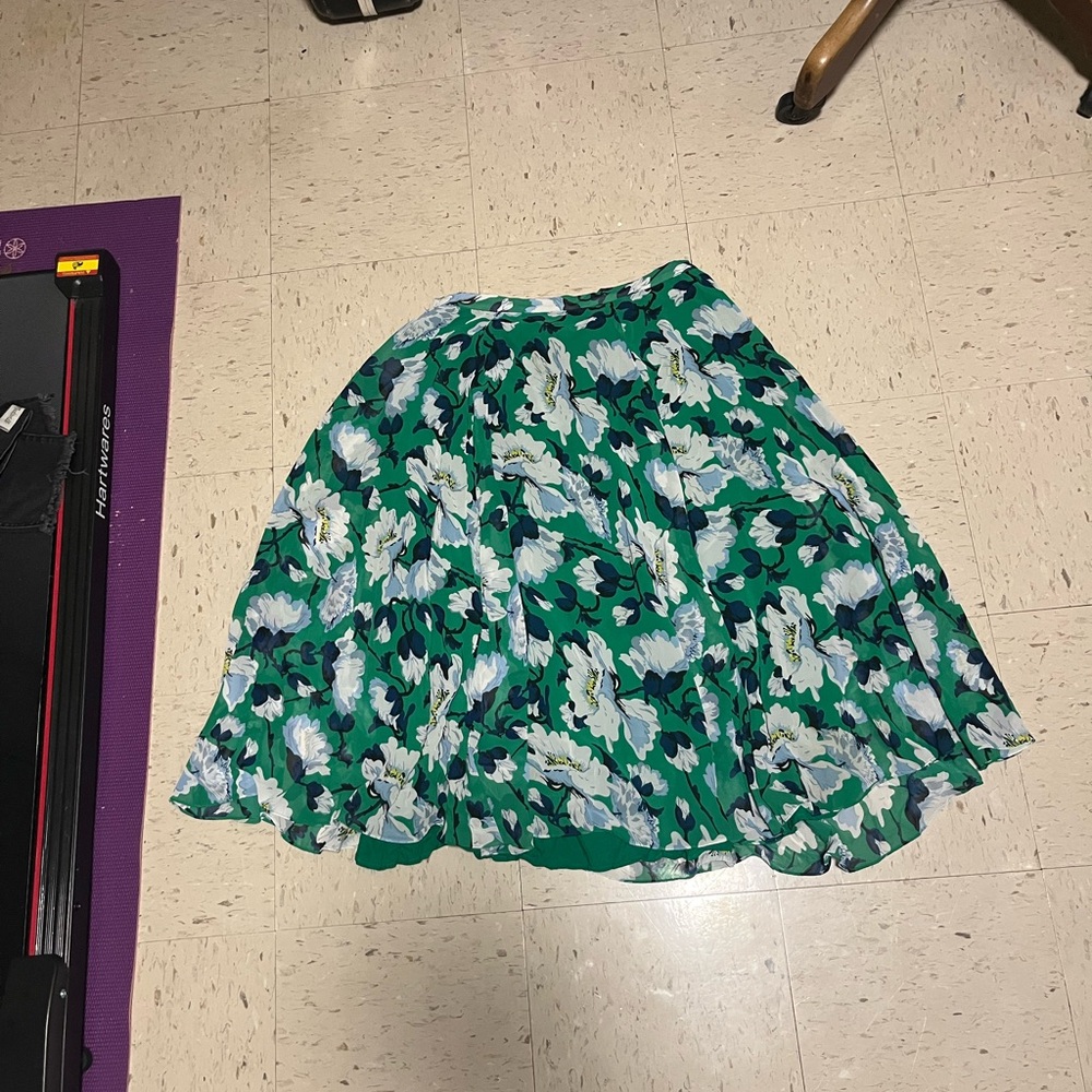 Anthropologie Mave Green Ruffled MIDI Skirt